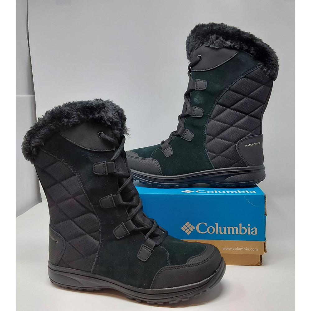 Columbia Ice Maiden II Waterproof Winter Boots Women’s 7.5 Black Fur Lined NIB